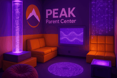 PEAK Parent Center Virtual Room concept photo (generated by SORA by ChatGPT)