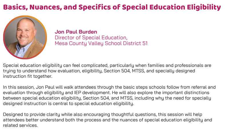 Jon Paul Burden Director of Special Education, Mesa County Valley School District 51